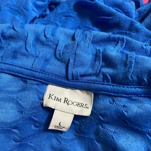 kim rogers  blue stretch textured cardigan