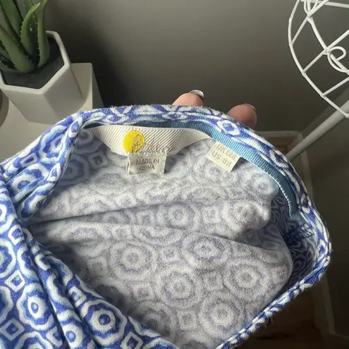 Boden Crew Neck Smocked Jersey Mini Dress Size 8R Bluebell Geo Blooms Blue