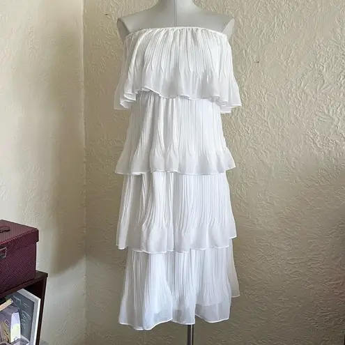 Lulu’s Gala Ready Off the Shoulder Midi Dress XS White Homecoming HoCo Bridal