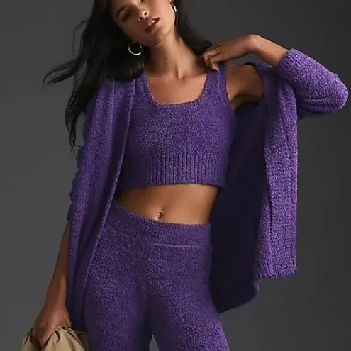Anthropologie Daily Practice Snuggle Cardigan Purple Plush Lounge Size Medium - Image 1