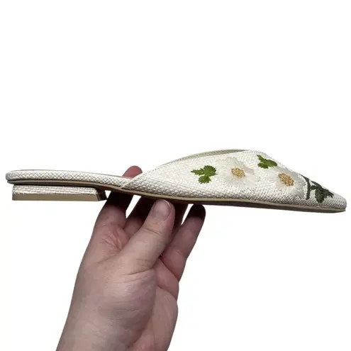 Dolce Vita “Elm” Ivory Floral Raffia Mule Flats Women’s 7 Spring Summer White