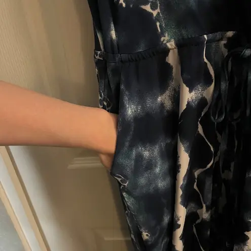 BCBGeneration Blue Tie-Dye Print Jumpsuit Size L