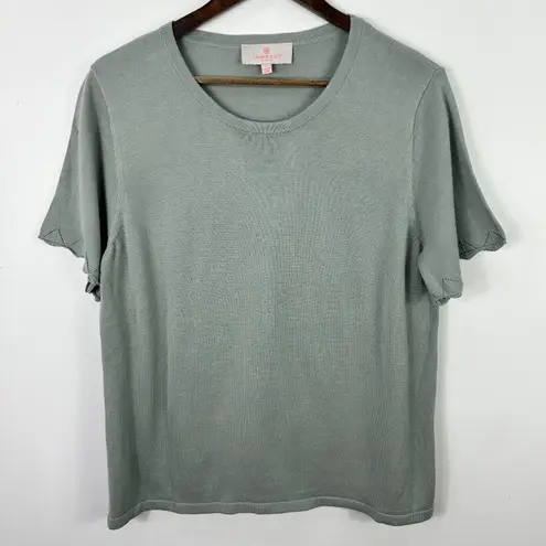 Laurie Felt Top L Gray Knit Scallop Sleeve Soft Minimalist Chic Quiet Luxury Size L