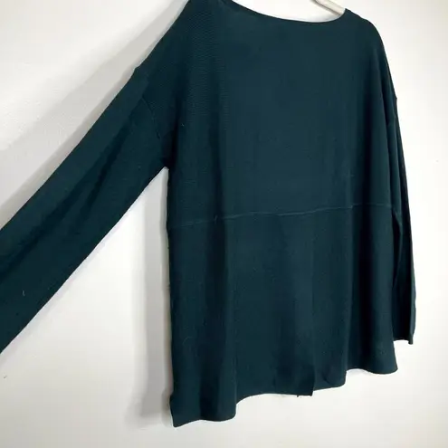 NYDJ Long Sleeve Split Back Slight Boatneck Soft Comfy Sweater Ribbed Detail Lg