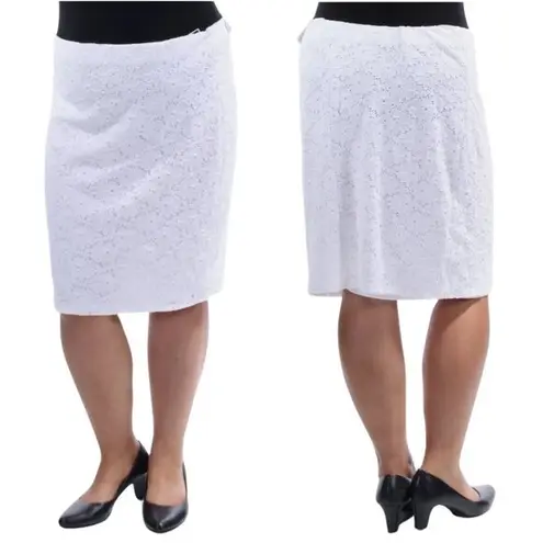 Alfani NWT Women's Size 16 Lace Elastic Waistband White Above the Knee Skirt
