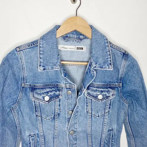 Lovers + Friends  Denim Brandon cropped raw edge hem denim jacket Imogene size XS