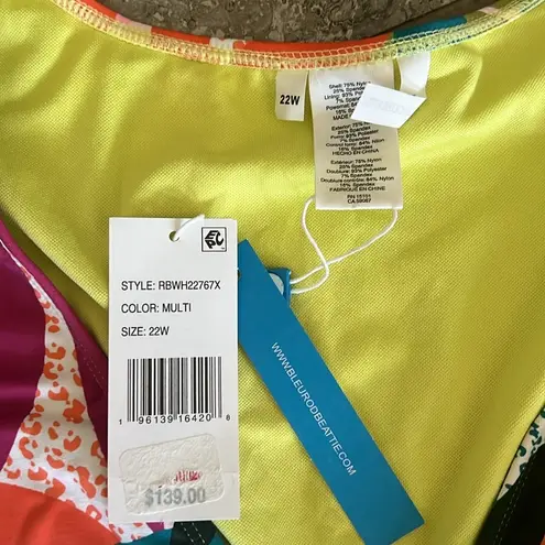 Bleu Rod Beattie Bleu | Rod Beattie Wild At Heart Cap Sleeve Mio One-Piece Swimsuit Size 22W, NWT