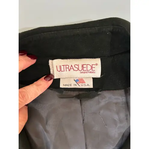 Vintage Count Romi ultra suede long coat black size 8 flaw on pocket