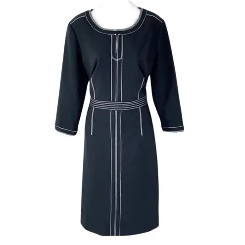 Etcetera Black dress with white contrast stitching and 3/4 sleeves