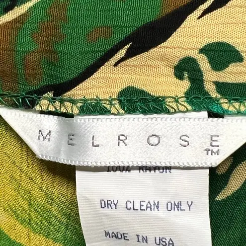 Melrose Vintage 80s Pants 8 Green Tropical Floral Wide Leg Crop Smocked Retro