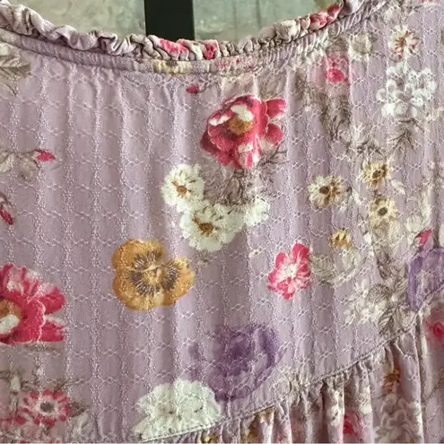 Buffalo David Bitton Feminine Fairy Crinkled Flowy Henley Oversized Soft Girl Pastel Purple Pink XL