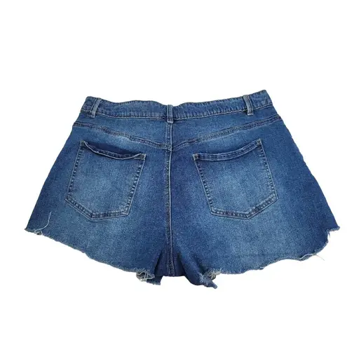 REWASH  Denim Shorts Womens Size 12 Super High Rise Wedgie Button Fly Cutoff