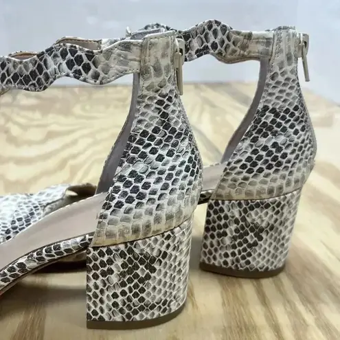 INC women's Size 7M snake skin print Sandal back zip block heel Ankle Strap