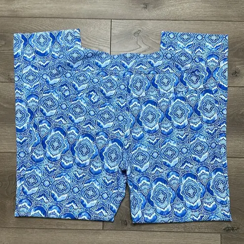 IBKUL Venetian Tiles Denim Stretch Golf Ankle Pants Blue White Size 10