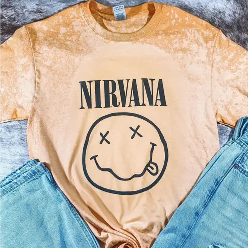 Nirvana Bleach Dye Graphic Tee Yellow
