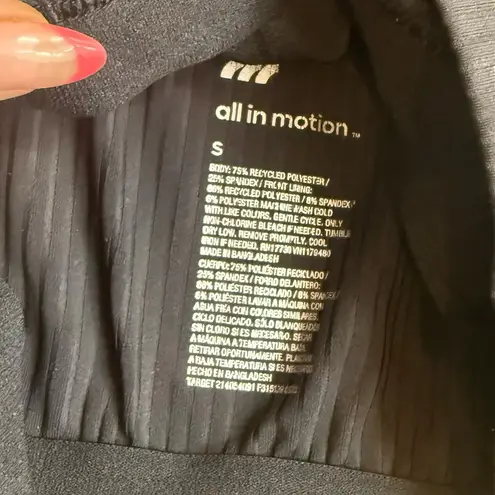 All In Motion Womens’s S Longline Light Support Sports Bra Black Ribbed Crop