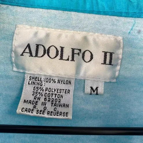 Adolfo Vintage 80s Windbreaker Colorblock Blue Pink White Full Zip Jacket Medium