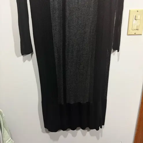 Central Park West New York Black Open Knit Duster Sweater Cardigan