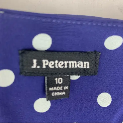 J. Peterman women's size 10 medium silk blue polka dot button up dress
