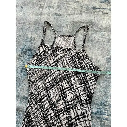 None Black White Cross Hatch Print Sun Dress XL