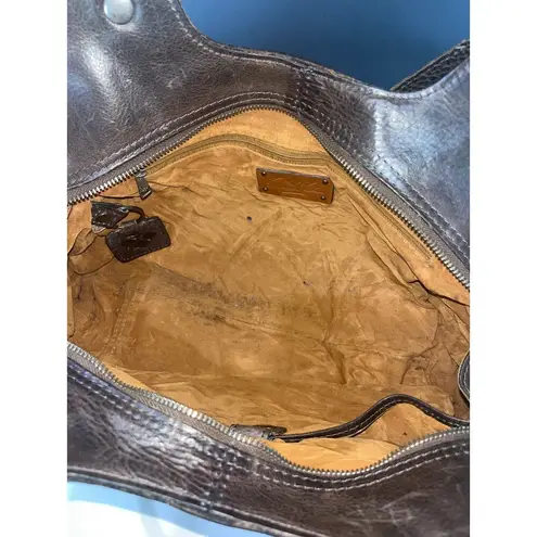 Patricia Nash Dark Brown Studded Ergo Satchel Italian Leather Top Handle Bag