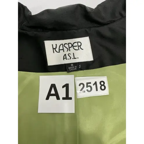 Womans Kasper ASL Size 8 Silk Green Black Pants & Jacket Career Set