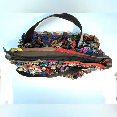 Vintage 3D Handcrafted Leather Floral & Butterfly Studded Boho Hippie Purse