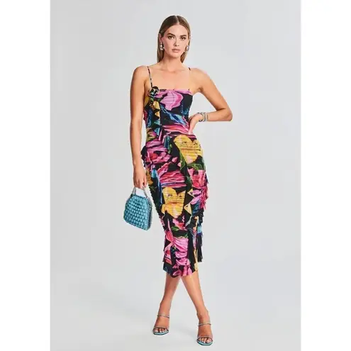 ROCOCO SAND Chris Midi Dress in Multi Small New Womens Floral Cocktail Black