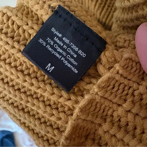 Jenni Kayne Fisherman Organic Cotton V Neck Knit Sweater in Mustard Size Medium