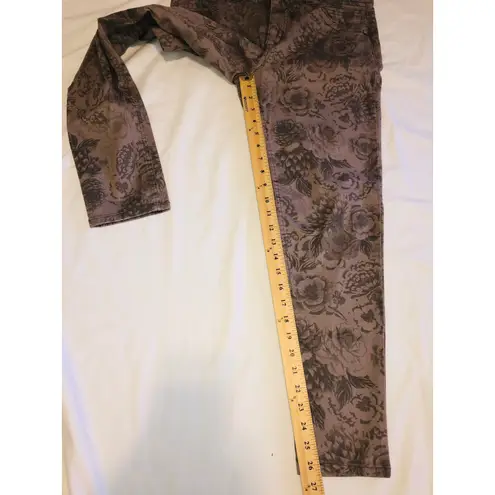 Democracy Ab Technology Jeans Size 10 Floral Print Taupe Skinny Ankle Absolution