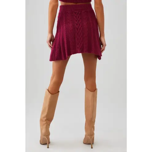 For Love & Lemons Magenta Cable Knit Layton Mini Skirt S