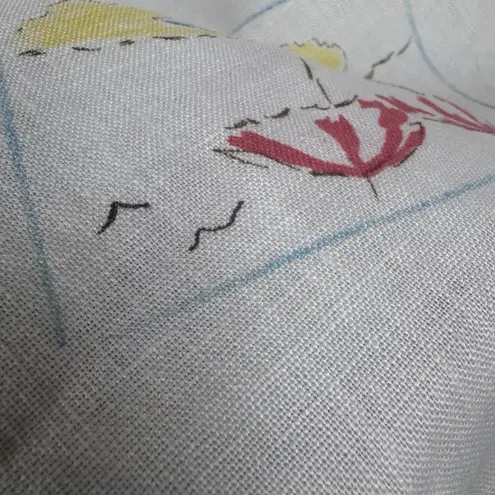 John Paul Richard Tropical Pure Linen Skirt Sz 14 Leaves Hibiscus Beach Umbrella