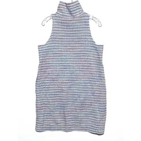 Akemi + Kin  Mini Sleeveless Shift Mini Dress Stripe Multicolor Mock Neck Women S