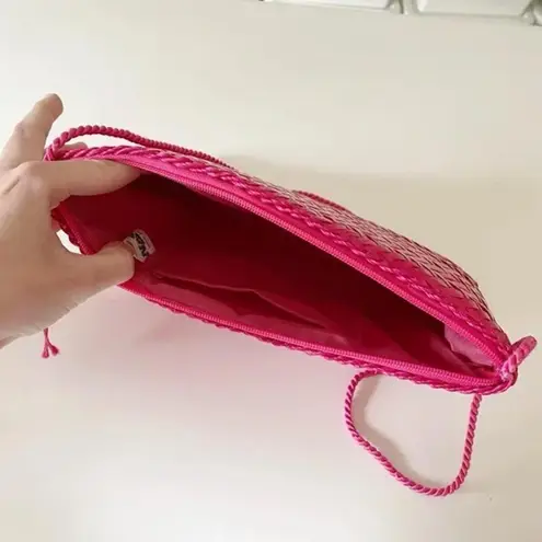 Waves Vintage Y2K Pink Straw Woven Shoulder Bag