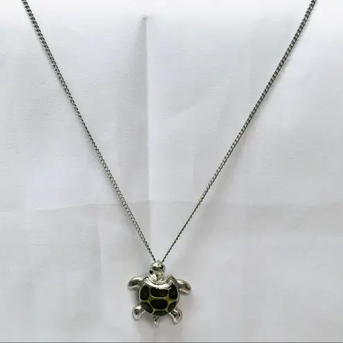 Sea Turtle Charm Necklace Silver