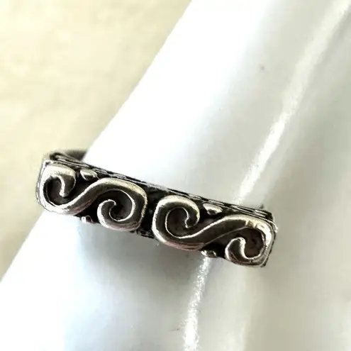 Sterling Silver Filigree Flat Top Band vintage Ring 925