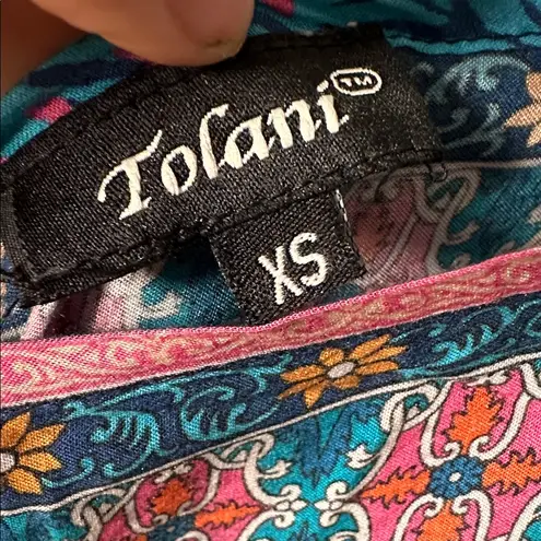 Tolani Multicolor Boho Paisley Handkerchief Hem Midi Dress 100% Modal