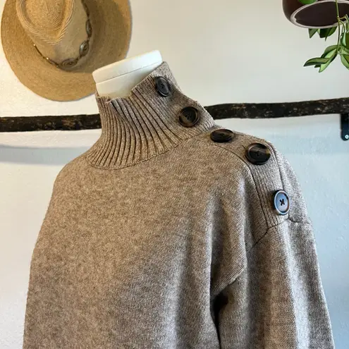 Anthropologie  Tan Margarita Tunic Button Turtleneck Sweater Size Small