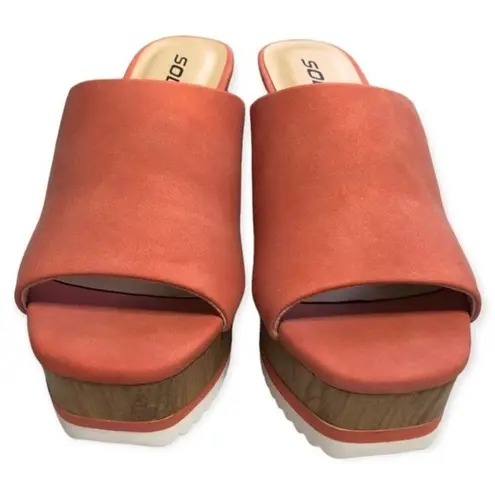 Soda Coral Faux Suede Espadrille Wedge Open Toe Sandals