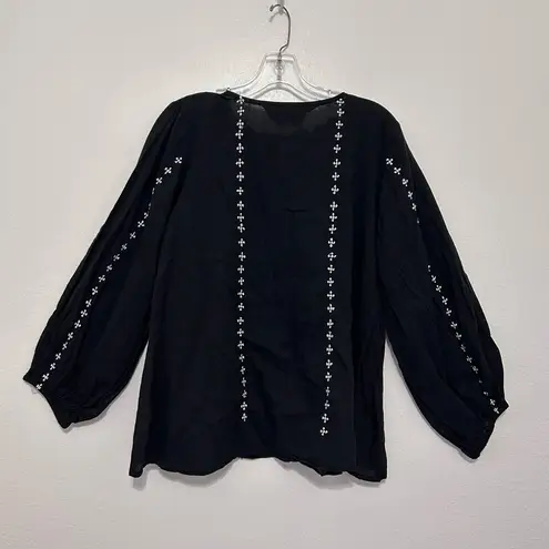 INDIA COLLECTION BY EMERSON FRY Bardo top embroidered black white XS