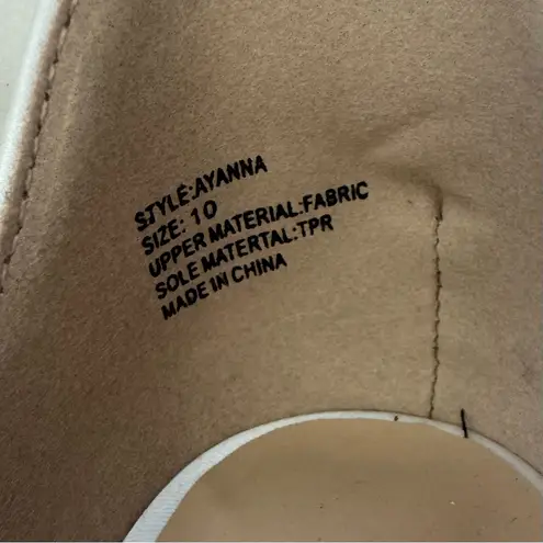 Lulu’s Ayanna White Satin Bow Ankle Strap Heels Sandals Wedding Shoes Size 10