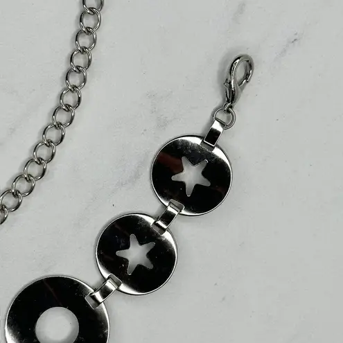 Silver Star Circle Chain Belt Adjustable Y2K Festival One Size ✨