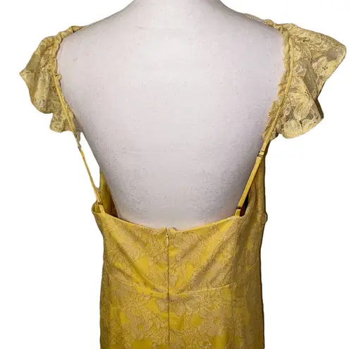 Majorelle Dress Draven Pastel Yellow Lace Flutter Sleeve Midi Dress, Size XL