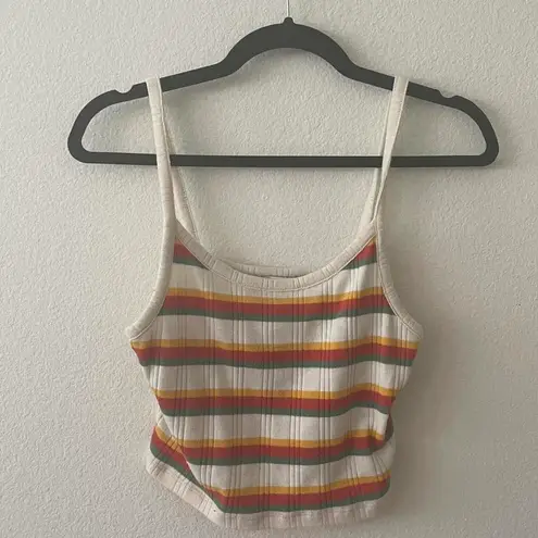 Forever 21 white and rainbow striped tank top 