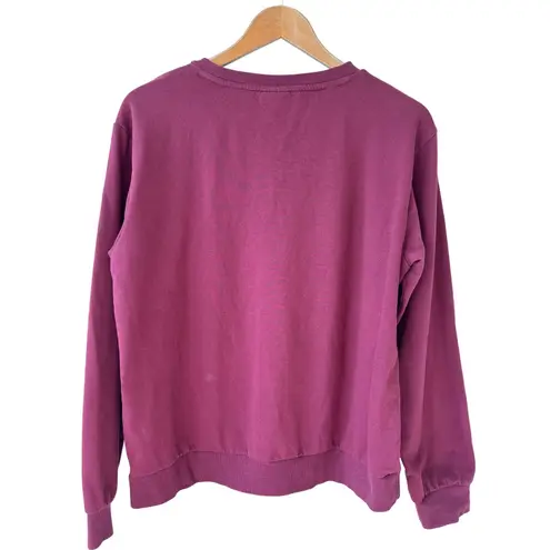 Keith Haring Dog Art Sweatshirt Maroon Crewneck Long Sleeve Pullover Women's M Red Size M