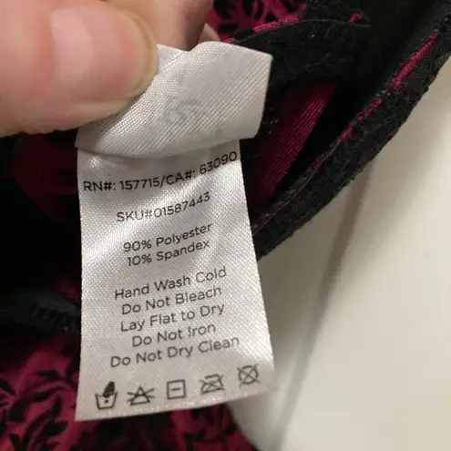 Spirit Burgundy Maroon Paisley Floral Ribbed Corset