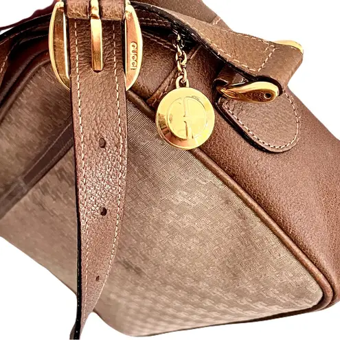 Gucci Vintage 70s  Signature Taupe Canvas and Leather Crossbody Camera Bag