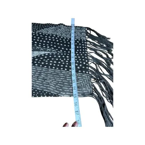 Handmade Mudcloth Ruana Gray and Black Geometric Handwoven Shawl Malian Bogolan