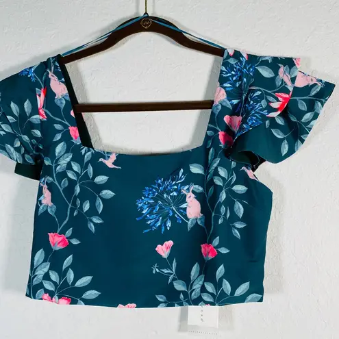 Endless Rose  Floral Crop Top Green Sz Medium NWT