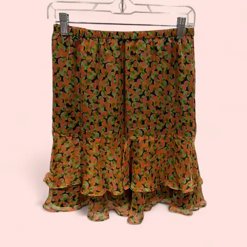 Adrienne Vittadini Flirty vintage 90’s luxury silk ruffle pull on mini skirt sheer lined Saks